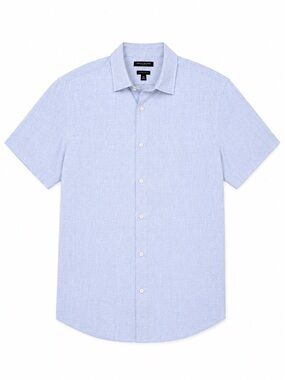Banana Republic Light Blue Short-Sleeve linen  Button-Down Shirt
